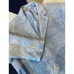 Ibiza 100% linen Blue Window Pane Men’s Sport coat Sz.42 R. Model “Matusi”.